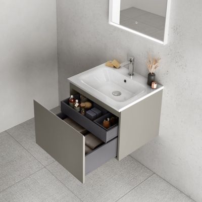 Plan vasque blanc en résine l.60 cm  Pura+