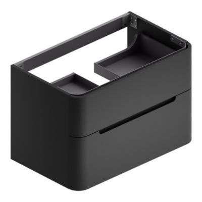 Meuble sous vasque suspendu L.84 x H.55 x P.50,5 cm, noir mat, Alba