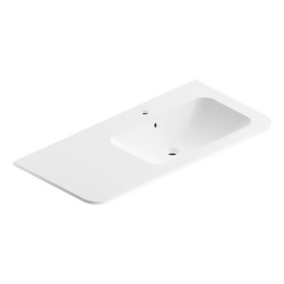 Plan simple vasque à droite à encastrer en résine blanc mat, l.106 cm, Alba
