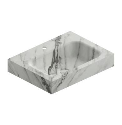 Plan vasque L.100 x P.45 3 x H.10 cm  finition blanc veiné  Stonetec
