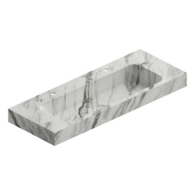 Plan vasque L.120 x P.45 3 x H.10 cm  finition blanc veiné  Stonetec