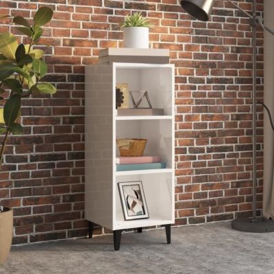 812390 vidaXL Buffet Blanc brillant 34,5x32,5x90 cm Bois d'ingénierie