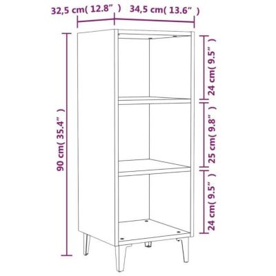 812390 vidaXL Buffet Blanc brillant 34,5x32,5x90 cm Bois d'ingénierie