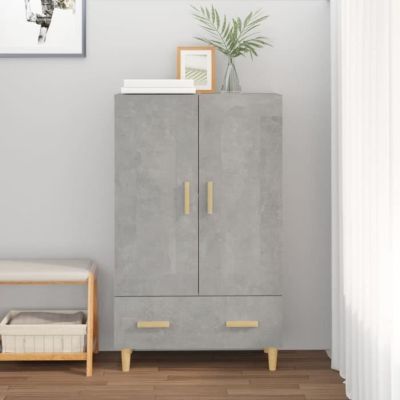 812568 vidaXL Buffet haut Gris béton 70x31x115 cm Bois d'ingénierie