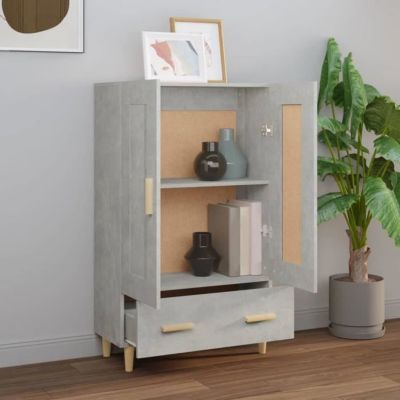 812568 vidaXL Buffet haut Gris béton 70x31x115 cm Bois d'ingénierie