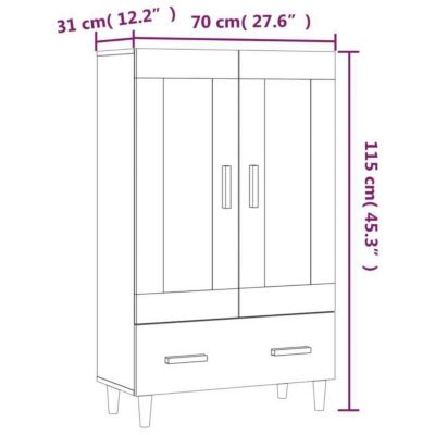 812568 vidaXL Buffet haut Gris béton 70x31x115 cm Bois d'ingénierie