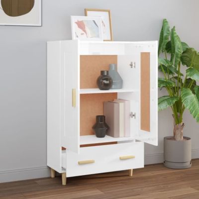 812570 vidaXL Buffet Blanc brillant 70x31x115 cm Bois d'ingénierie