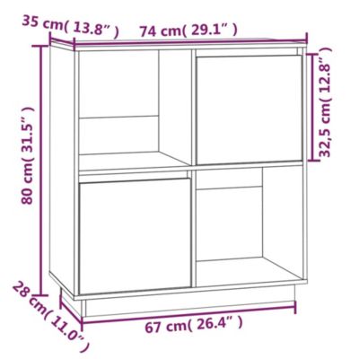 814352 vidaXL Buffet Marron miel 74x35x80 cm Bois massif de pin