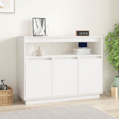 814390 vidaXL Buffet Blanc 104,5x34x80 cm Bois massif de pin