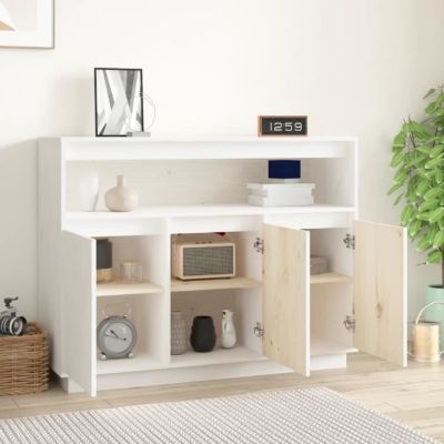 814390 vidaXL Buffet Blanc 104,5x34x80 cm Bois massif de pin