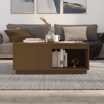 814522 vidaXL Table basse Marron miel 100x101x40,5 cm Bois massif de pin