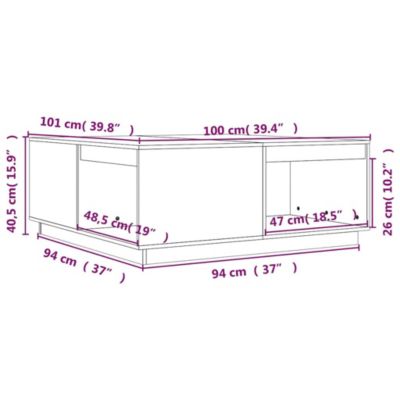 814522 vidaXL Table basse Marron miel 100x101x40,5 cm Bois massif de pin