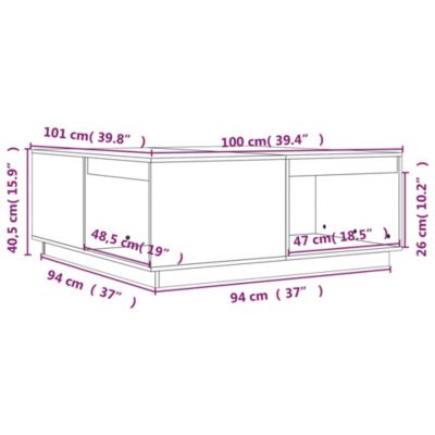 814522 vidaXL Table basse Marron miel 100x101x40,5 cm Bois massif de pin