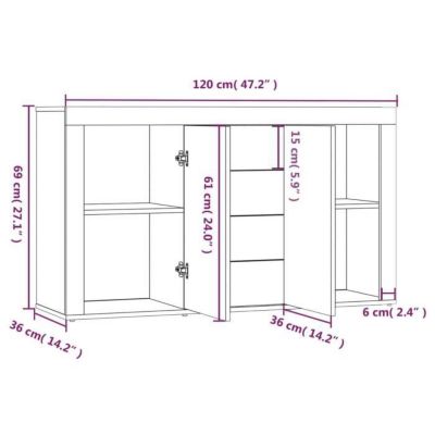 815492 vidaXL Buffet Chêne fumé 120x36x69 cm Bois d'ingénierie