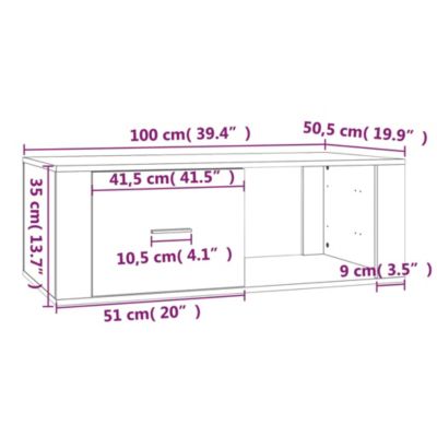 816541 vidaXL Table basse Chêne fumé 100x50,5x35 cm Bois d'ingénierie