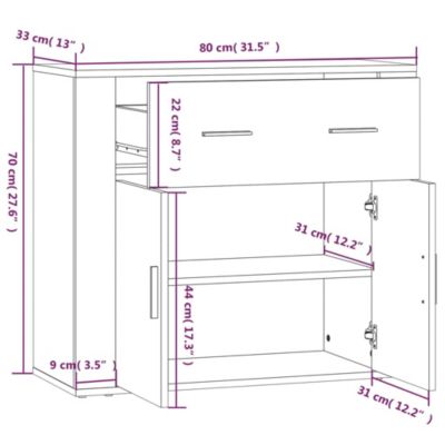 816575 vidaXL Buffet Chêne marron 80x33x70 cm Bois d'ingénierie