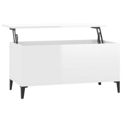 819590 vidaXL Table basse Blanc brillant 90x44,5x45 cm Bois d'ingénierie