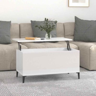 819590 vidaXL Table basse Blanc brillant 90x44,5x45 cm Bois d'ingénierie
