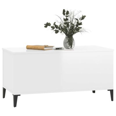 819590 vidaXL Table basse Blanc brillant 90x44,5x45 cm Bois d'ingénierie