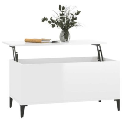 819590 vidaXL Table basse Blanc brillant 90x44,5x45 cm Bois d'ingénierie