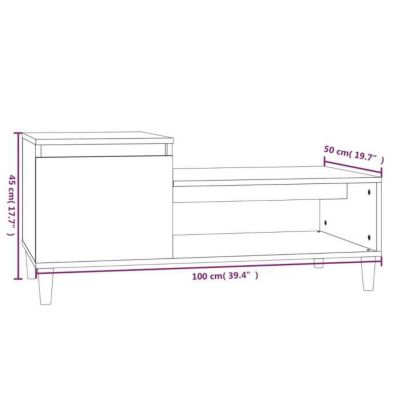 821128 vidaXL Table basse Gris béton 100x50x45 cm Bois d'ingénierie