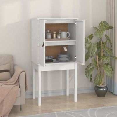 821745 vidaXL Buffet haut Blanc 60x40x120 cm Bois massif de pin