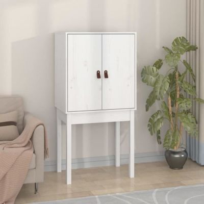 821745 vidaXL Buffet haut Blanc 60x40x120 cm Bois massif de pin