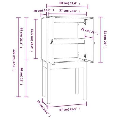 821745 vidaXL Buffet haut Blanc 60x40x120 cm Bois massif de pin