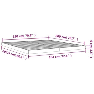 823429 vidaXL Cadre de lit 180x200 cm Bois de pin massif Super King