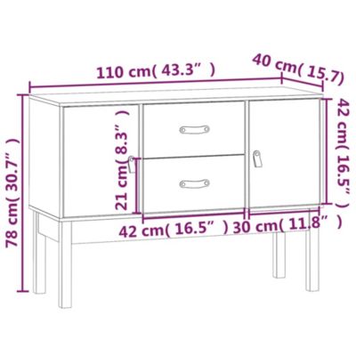 823525 vidaXL Buffet Blanc 110x40x78 cm Bois massif de pin