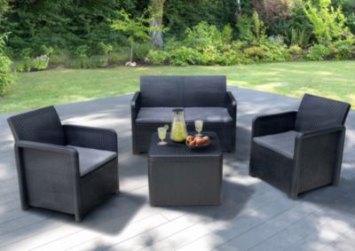 Salon bas de jardin 4 personnes Nassau gris anthracite