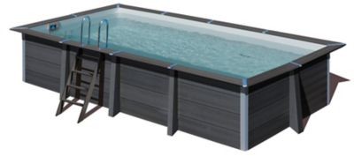 Piscine hors sol composite gris rectangulaire Gré 3 26 x 1 86 x h.0 96 m