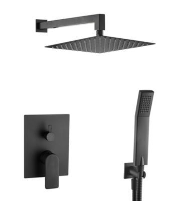Colonne de douche encastrée mécanique carrée noire  Edouard Rousseau Wall