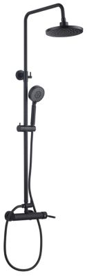 Colonne de douche mécanique avec pommeau + douchette 5 jets + flexible + barre réglable  noir  Edouard Rousseau Hera