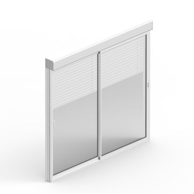 Baie coulissante alu Somfy blanc avec volet roulant électrique intégré l.240 x H.200 cm