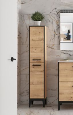 Colonne de salle de bains à  poser Cygnus bath Zoé H. 150 cm chêne blanchi