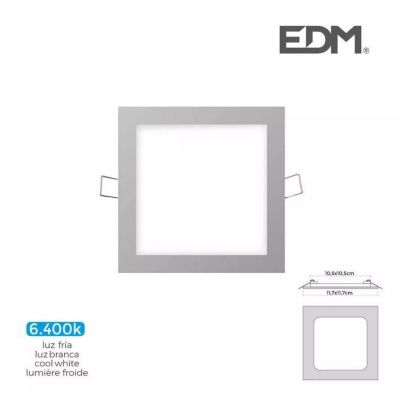 Downlight LED carré 11 7cm Chromé du Jour - vue 2