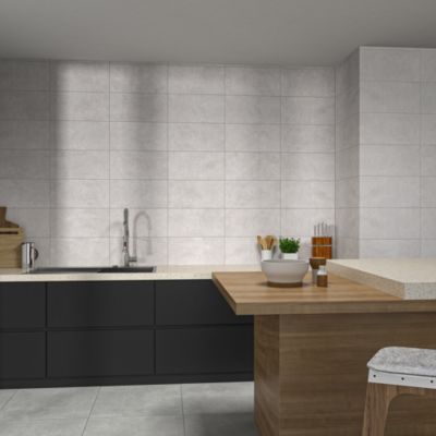 Carrelage mural aspect béton Tomara blanc 25 x 50 cm