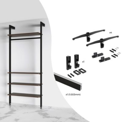 Emuca Kit Zero de supports pour étagères en bois et tringle Marron - vue 3