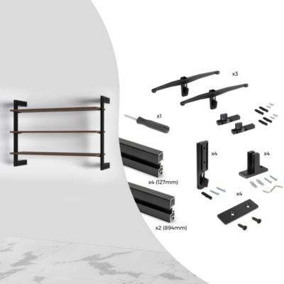 Emuca Kit de cadre modulaire kit de Zero - matériel de fixation murale- Aluminium et Zamak- Peint en noir texturé Gris - vue 3