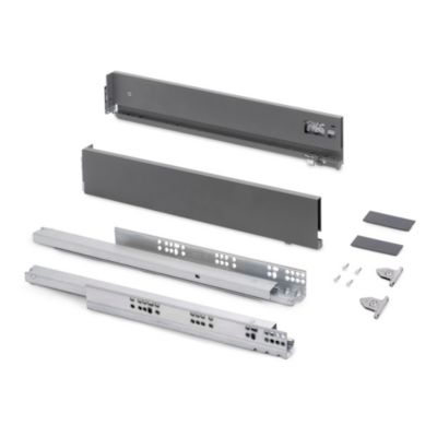 Emuca Tiroir extérieur Vertex avec réglages 3D hauteur 93mm - 40kg - profondeur 450mm - Acier Gris - vue 3