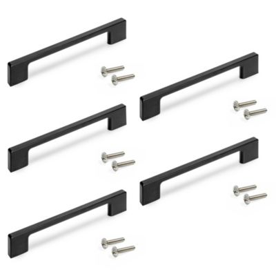 Emuca Lot de 5 poignées pour meubles Montréal - L160mm - entraxe 128mm - Zamak - Peint en noir - vue 3