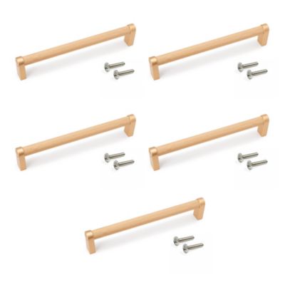 Emuca Lot de 5 poignées pour meubles Bergen - L173mm - entraxe 160mm - Aluminium - peint en or Gris - vue 3