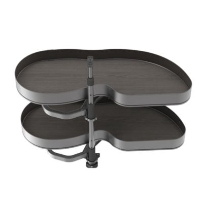 Emuca Systéme d’angle Lake Harmony pour meuble de cuisine - Droite - Hauteur réglable - Acier et Bois Gris - vue 3
