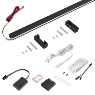 Emuca Kit barre de penderie Luxe LED Neonlynx 900 mm - noir texturé - détecteur RF Smart 2700 K - vue 2