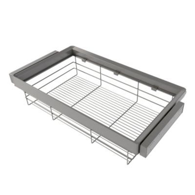 Emuca Kit tiroir en fil métallique et rack ajustable Quartz pour armoires - glissières extension totale et à fermeture douce - Modul Gris - vue 3