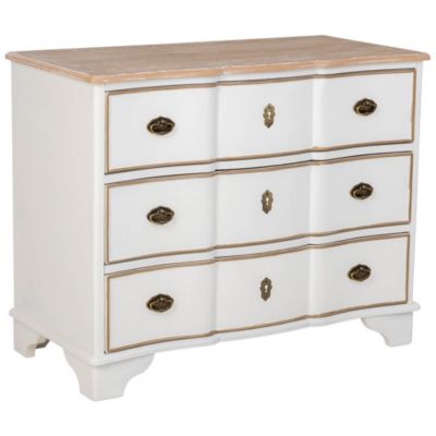 Commode 3 tiroirs en bois blanc 100x50x80