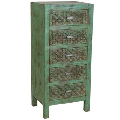 Commode en bois vert faite à la main 50x40x110h cm