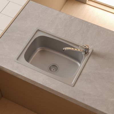 Evier à encaster en inox 1 bac et mitigeur l. 49,5 x H. 25,5 x P. 37,2 cm Futurbath - Futurbath