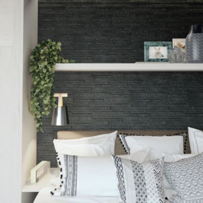 Carrelage mural noir Teide 16 x 52 cm